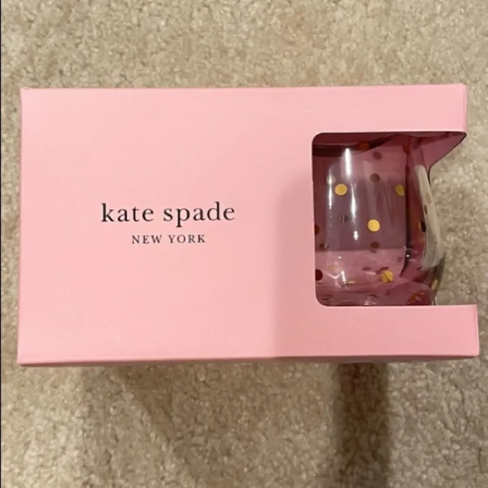 NIB Kate Spade Larabee Dot Gold Stemless Wine Glasses!